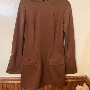 Women's Brown Long Bell Sleeve Dress